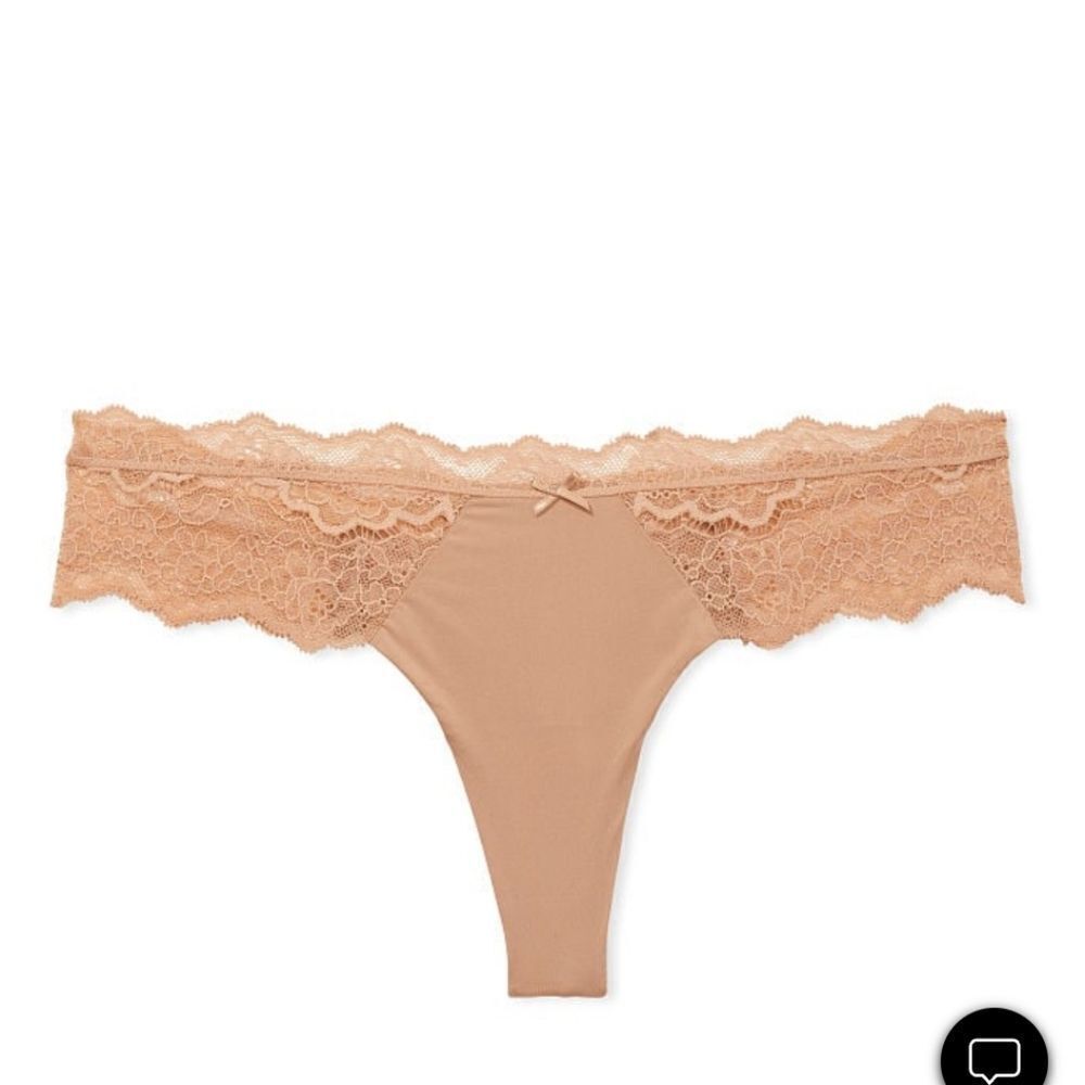Victoria's Secret Dream Angels Beige Nude Thong Lace Panties Size Large